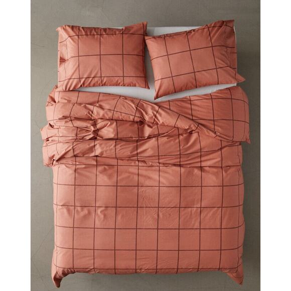 Urban Outfitters Other - Urban Outfitters Distressed Checkered Duvet Set Twin XL Rust Orange